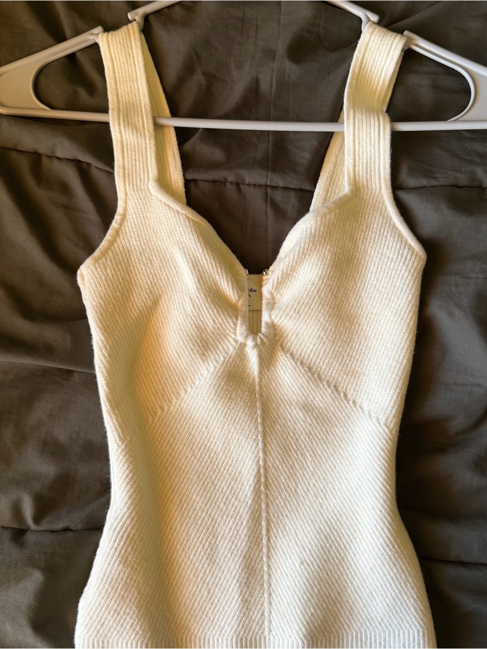 Abercrombie & Fitch Cream Ribbed Knit Tank Bodysuit